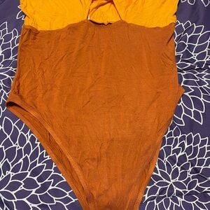 SHEIN Orange and Brown Bodysuit